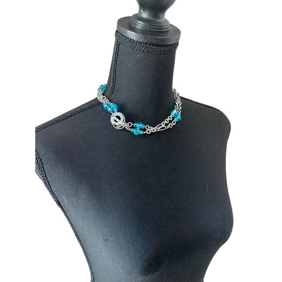 Kirks Folly Toggle Clasp Silver Necklace & Aurora Borealis Crystal Beads. - Picture 15 of 15